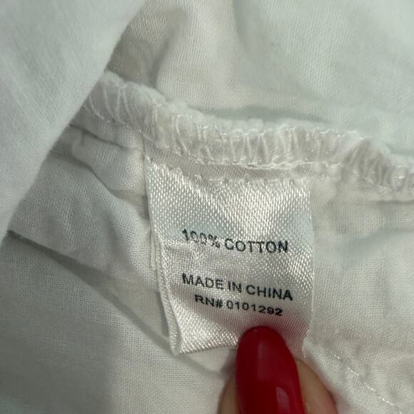 Lulu-B Textured White Cotton Capris Scalloped Hem Pockets Size 8 EUC - Picture 6 of 8